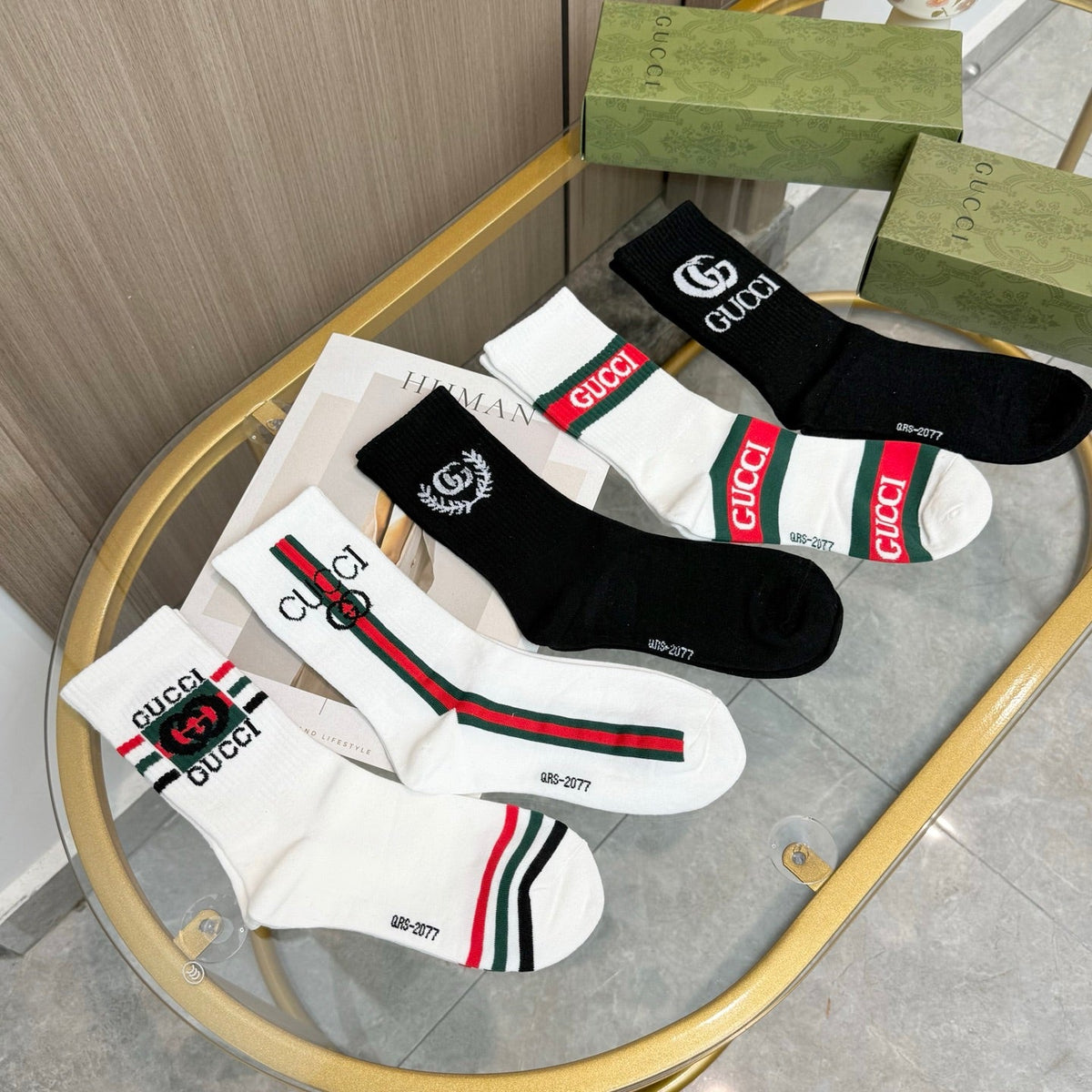 Gucci Cotton Crew Socks 5-Pack - Image 9