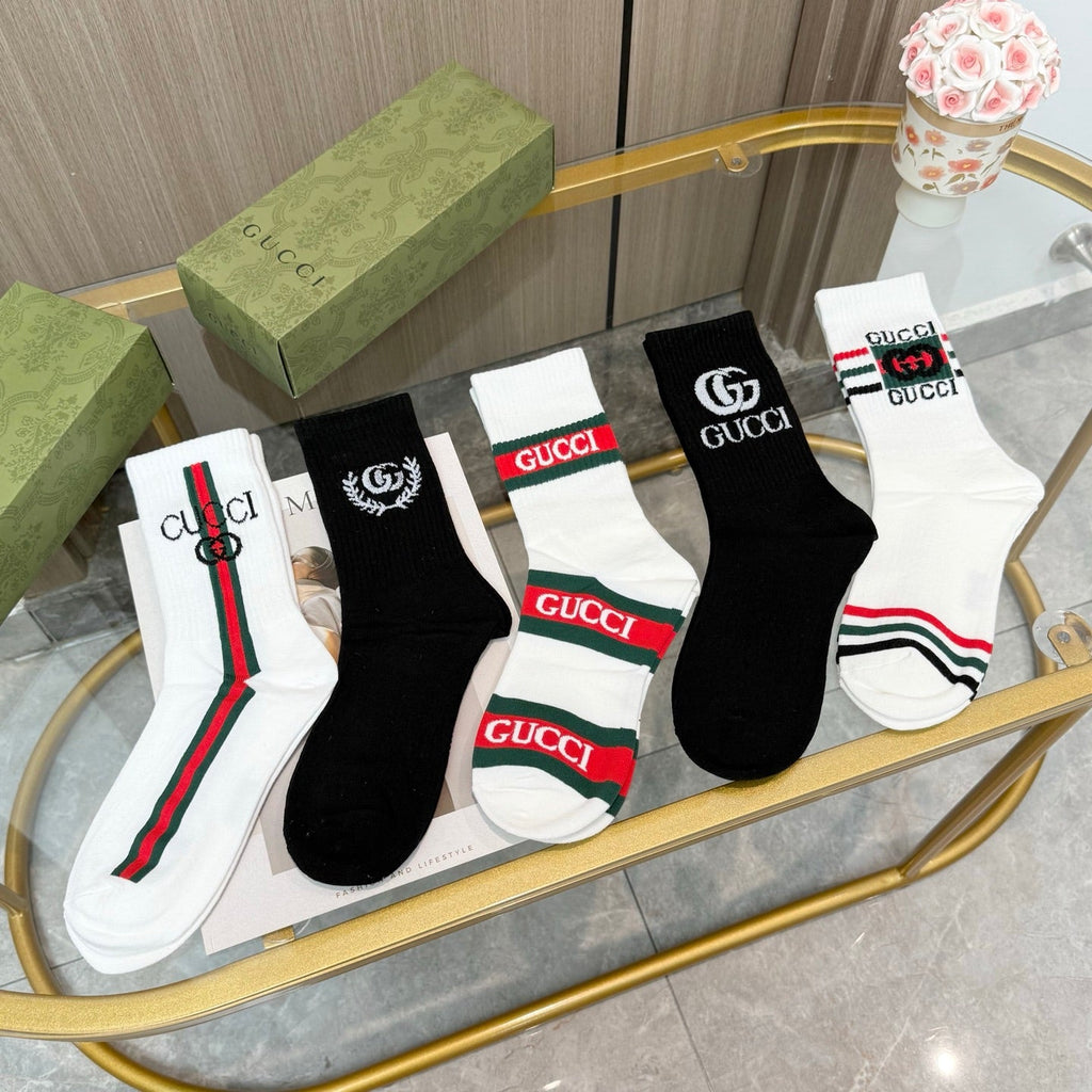 Gucci Cotton Crew Socks 5-Pack - Image 5