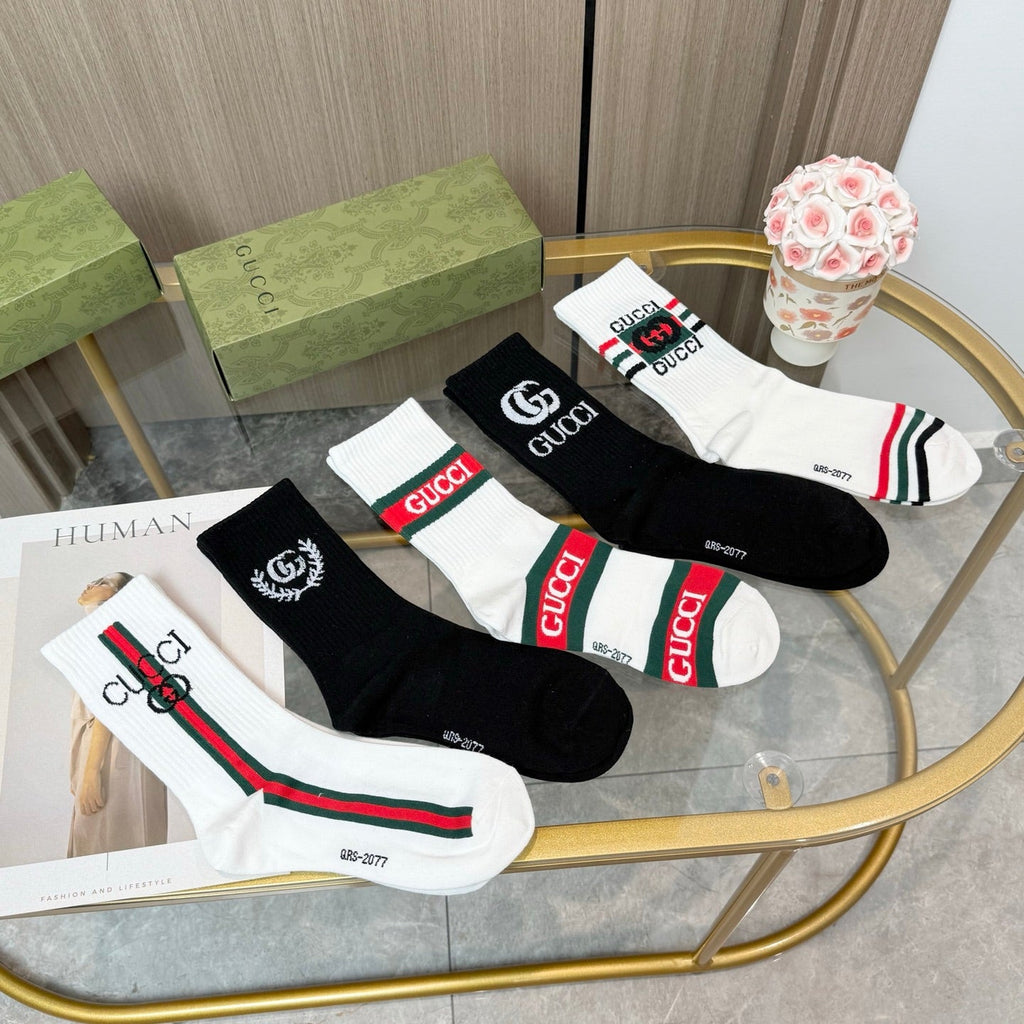 Gucci Cotton Crew Socks 5-Pack - Image 2