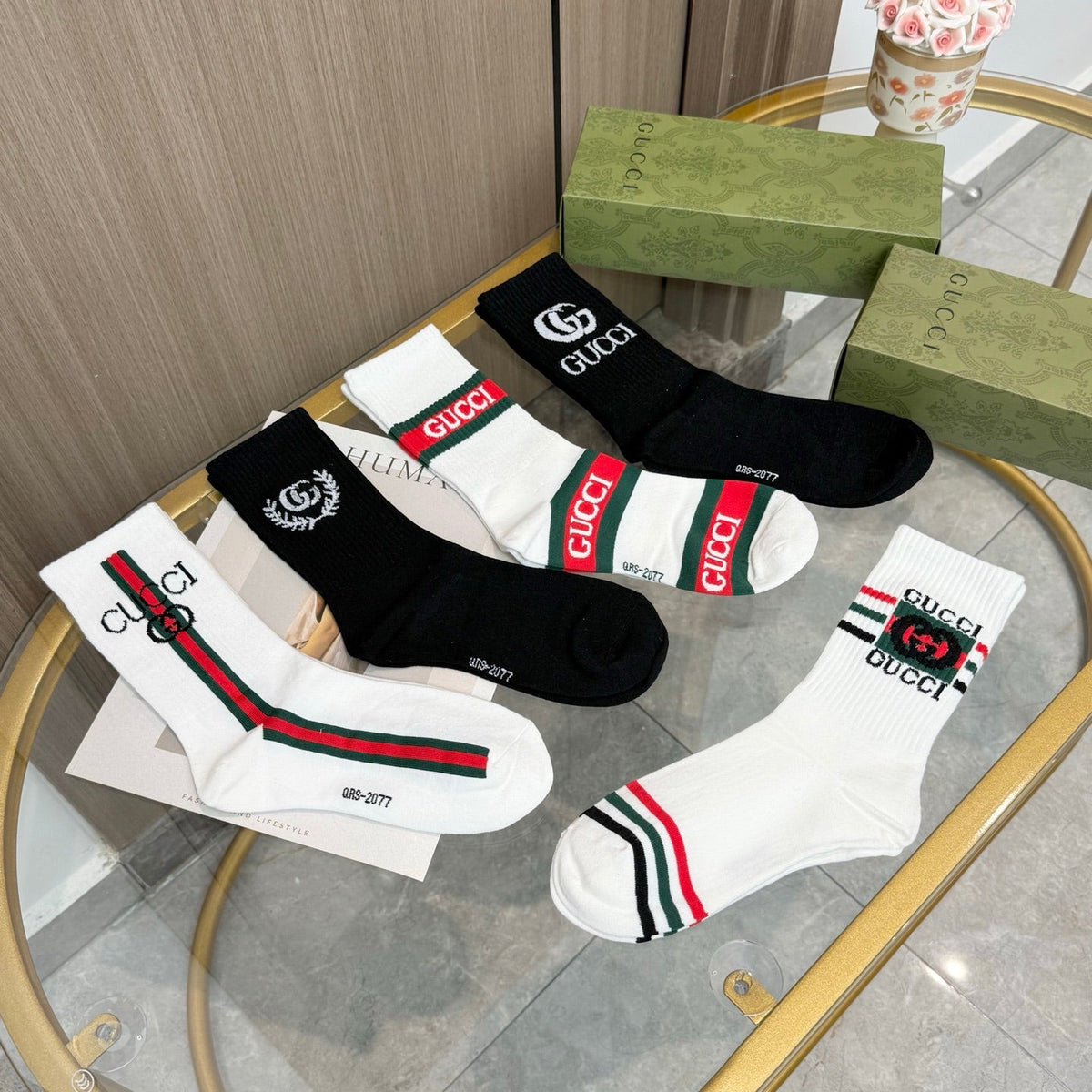 Gucci Cotton Crew Socks 5-Pack - Image 8