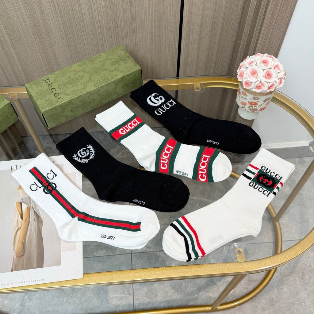Gucci Cotton Crew Socks 5-Pack - Image 3