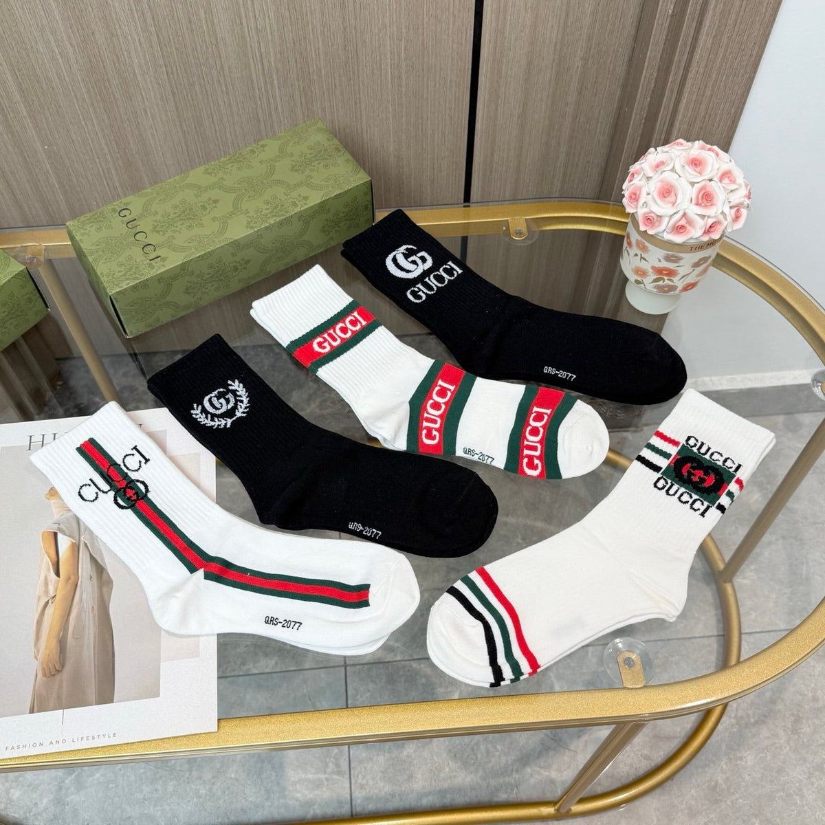 Gucci Cotton Crew Socks 5-Pack - Image 3