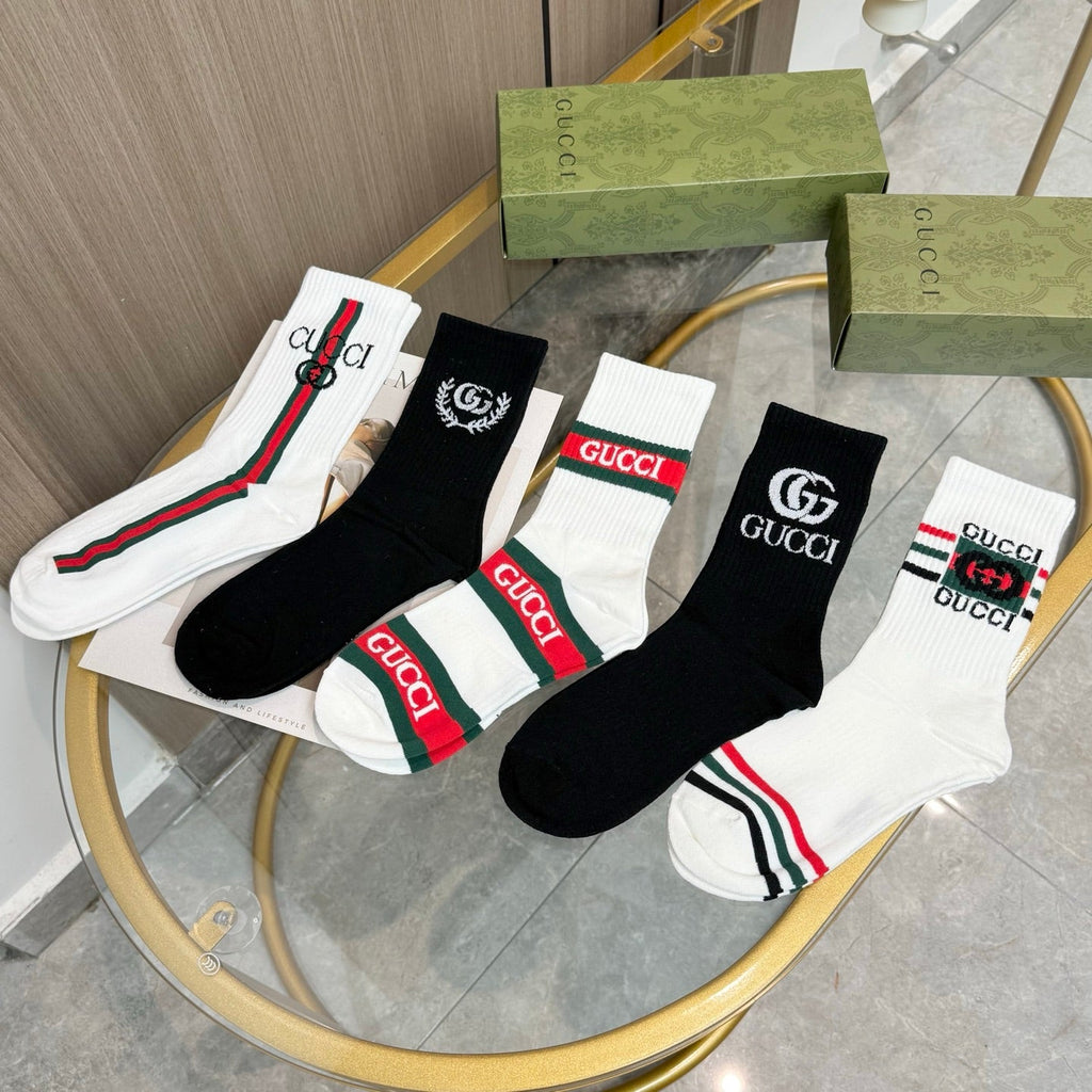 Gucci Cotton Crew Socks 5-Pack - Image 6
