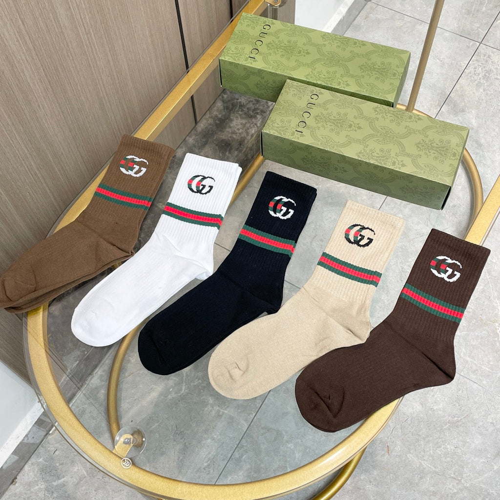 Gucci Cotton Crew Socks 5-Pack - Image 7
