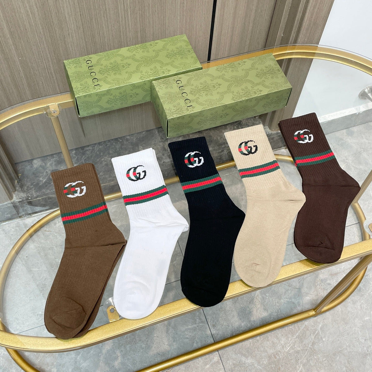 Gucci Cotton Crew Socks 5-Pack - Image 6