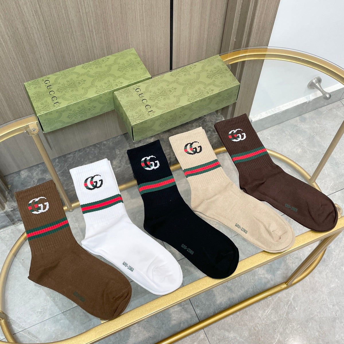Gucci Cotton Crew Socks 5-Pack - Image 1