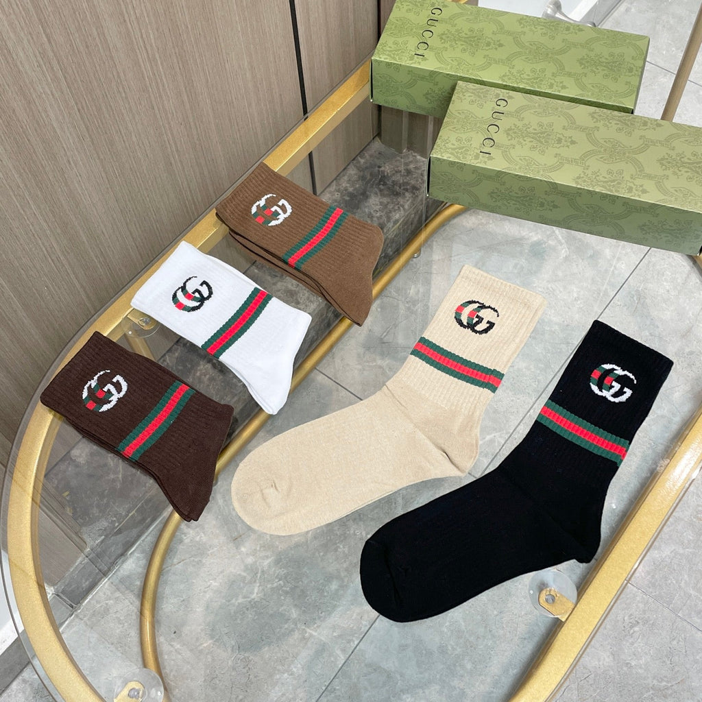 Gucci Cotton Crew Socks 5-Pack - Image 9