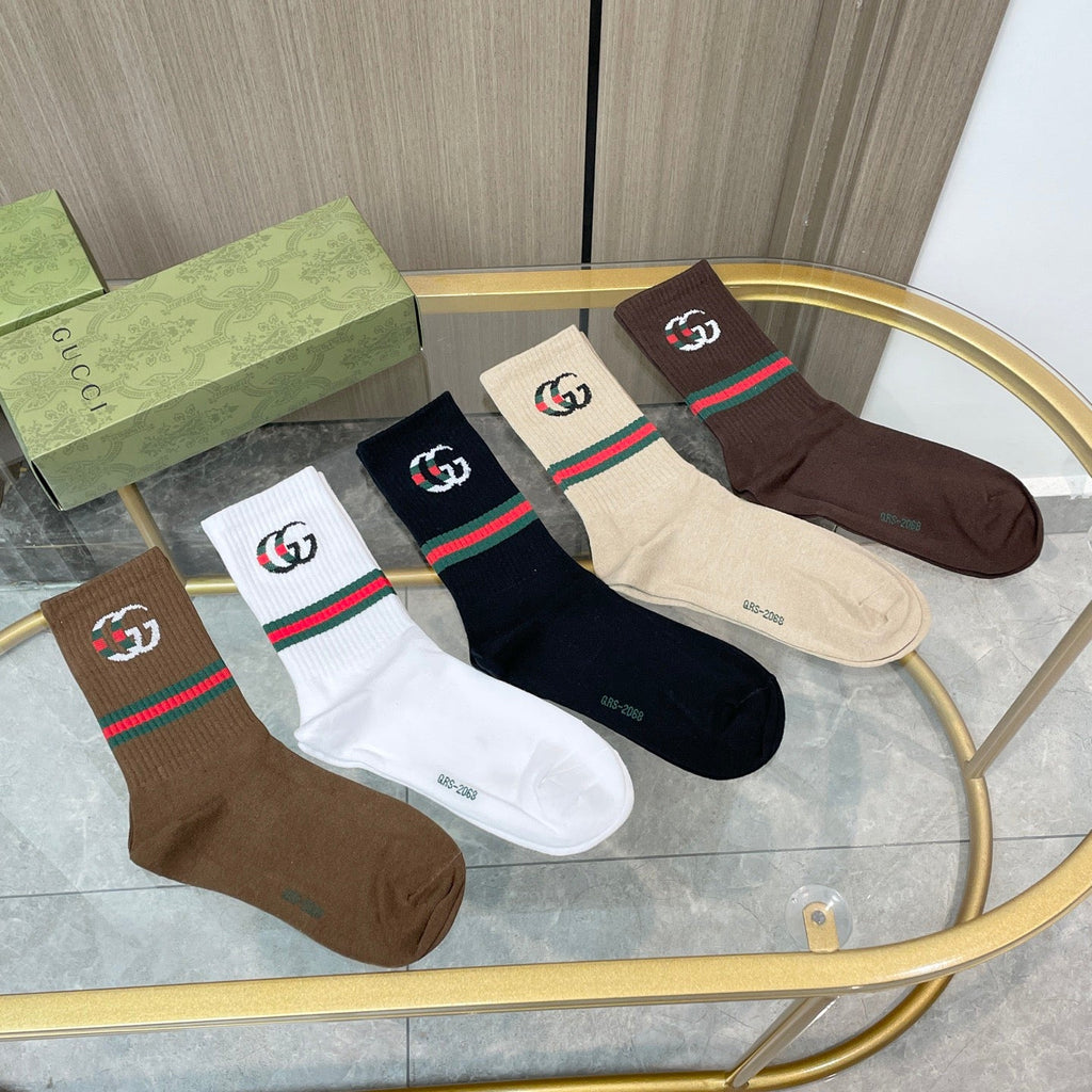 Gucci Cotton Crew Socks 5-Pack - Image 2