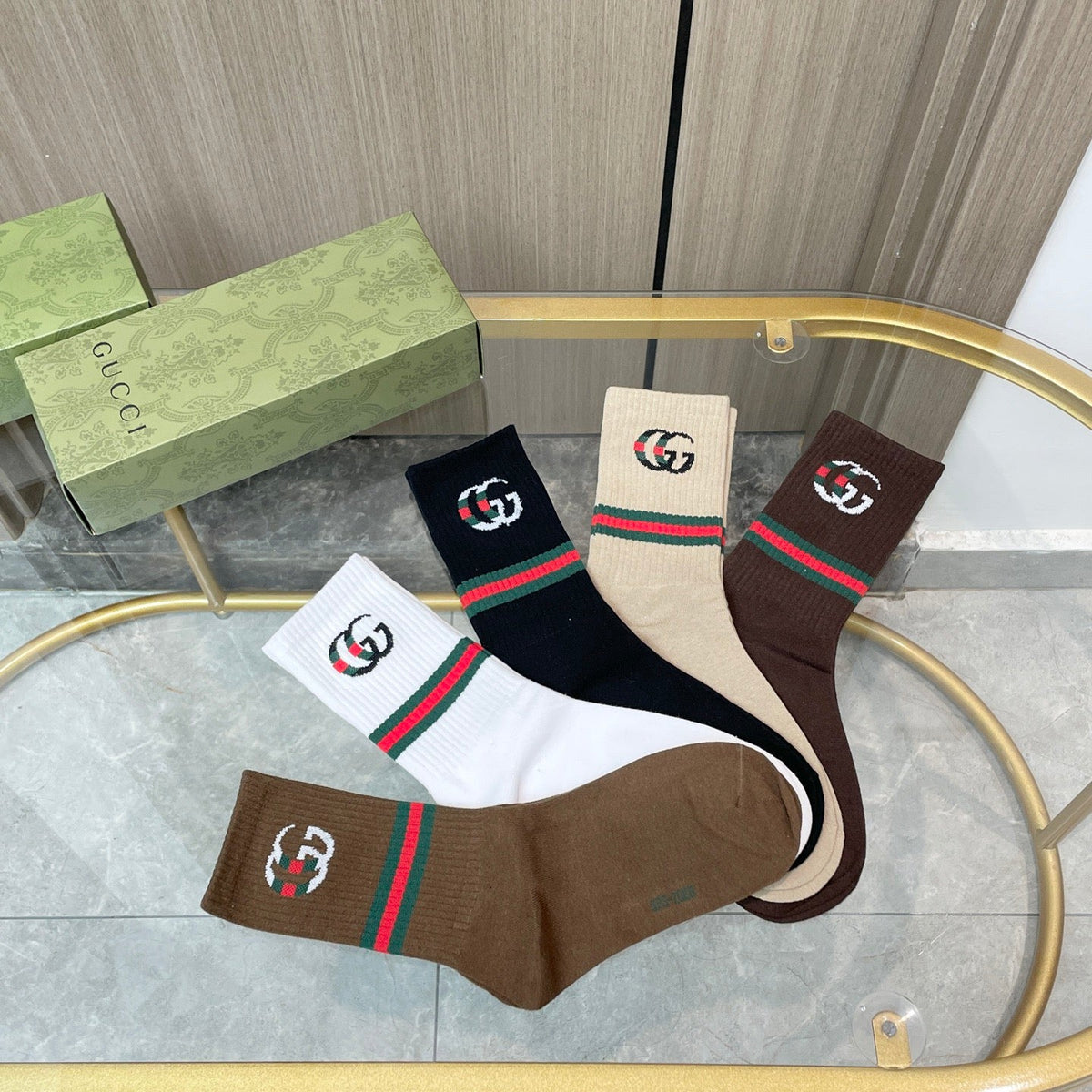 Gucci Cotton Crew Socks 5-Pack - Image 4