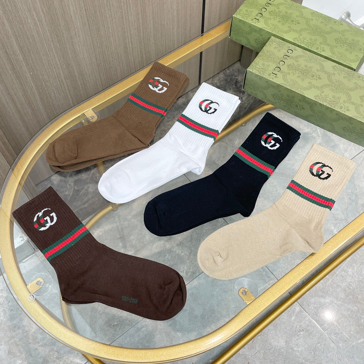 Gucci Cotton Crew Socks 5-Pack - Image 8