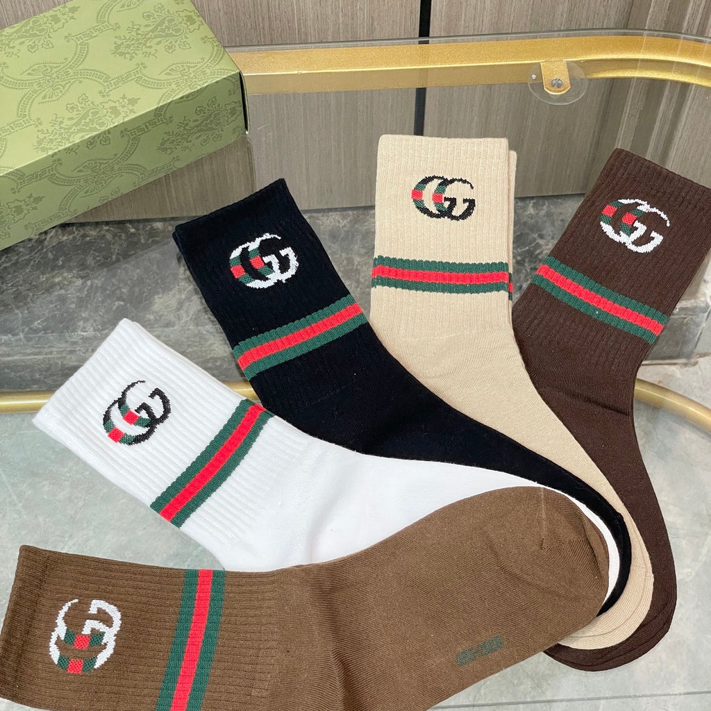 Gucci Cotton Crew Socks 5-Pack - Image 5