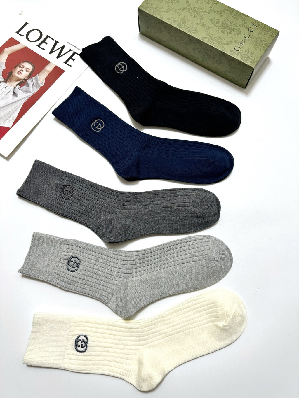 Gucci Cotton Crew Socks 5-Pack - Image 6