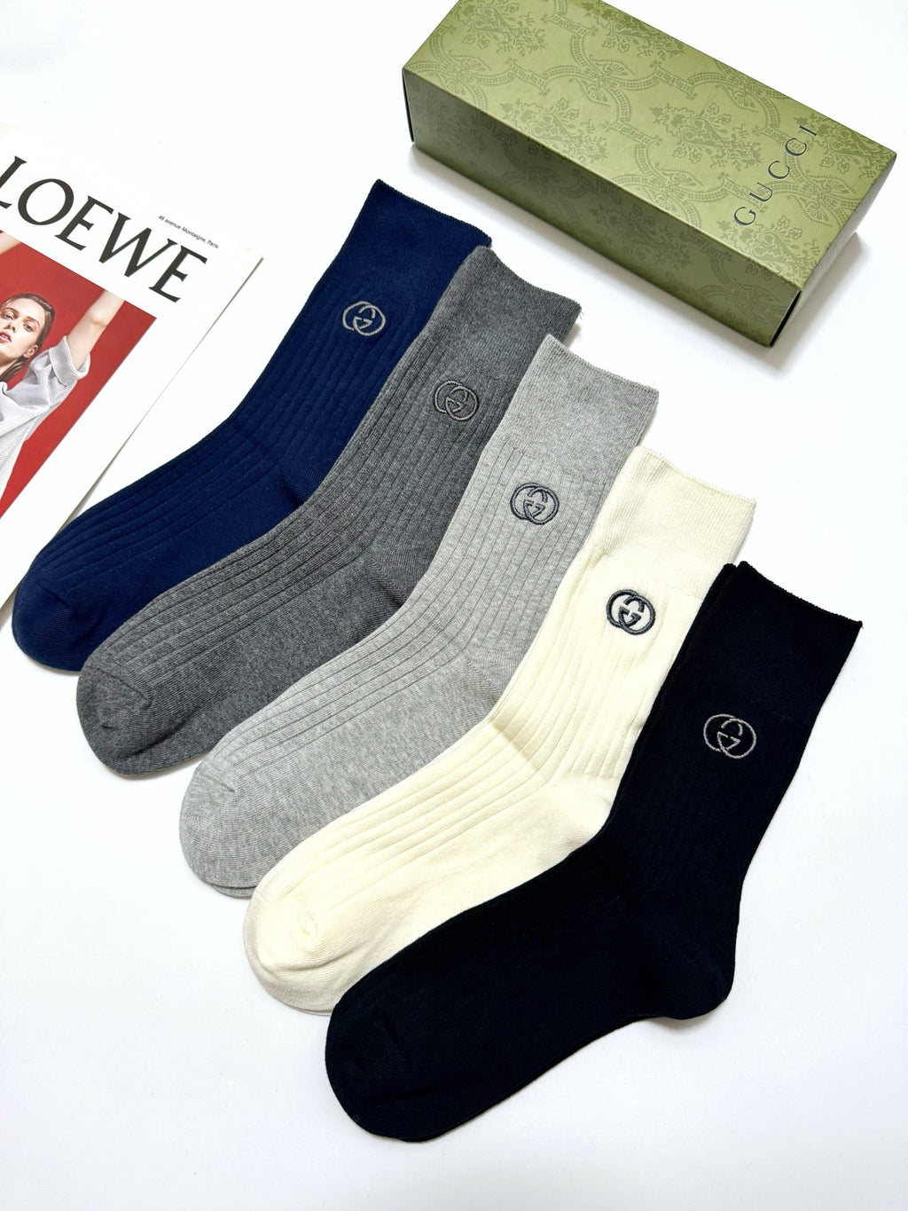 Gucci Cotton Crew Socks 5-Pack - Image 2