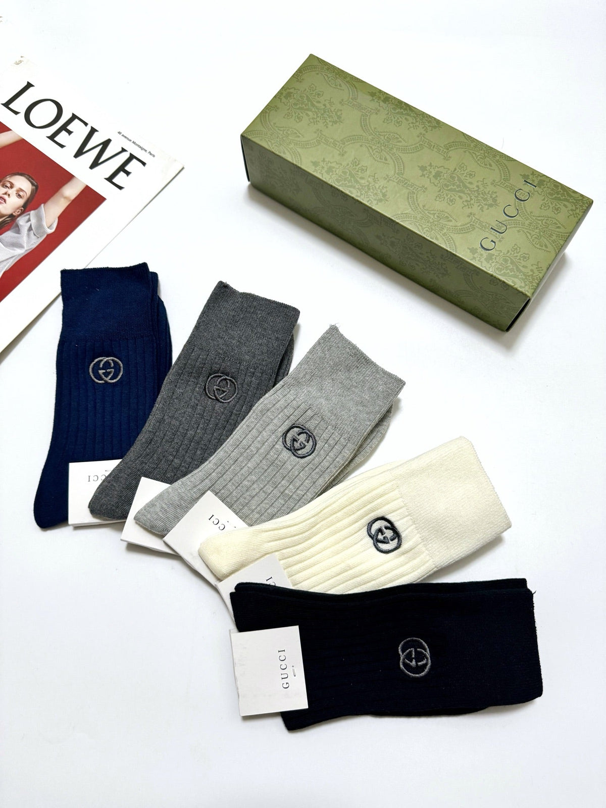 Gucci Cotton Crew Socks 5-Pack - Image 11