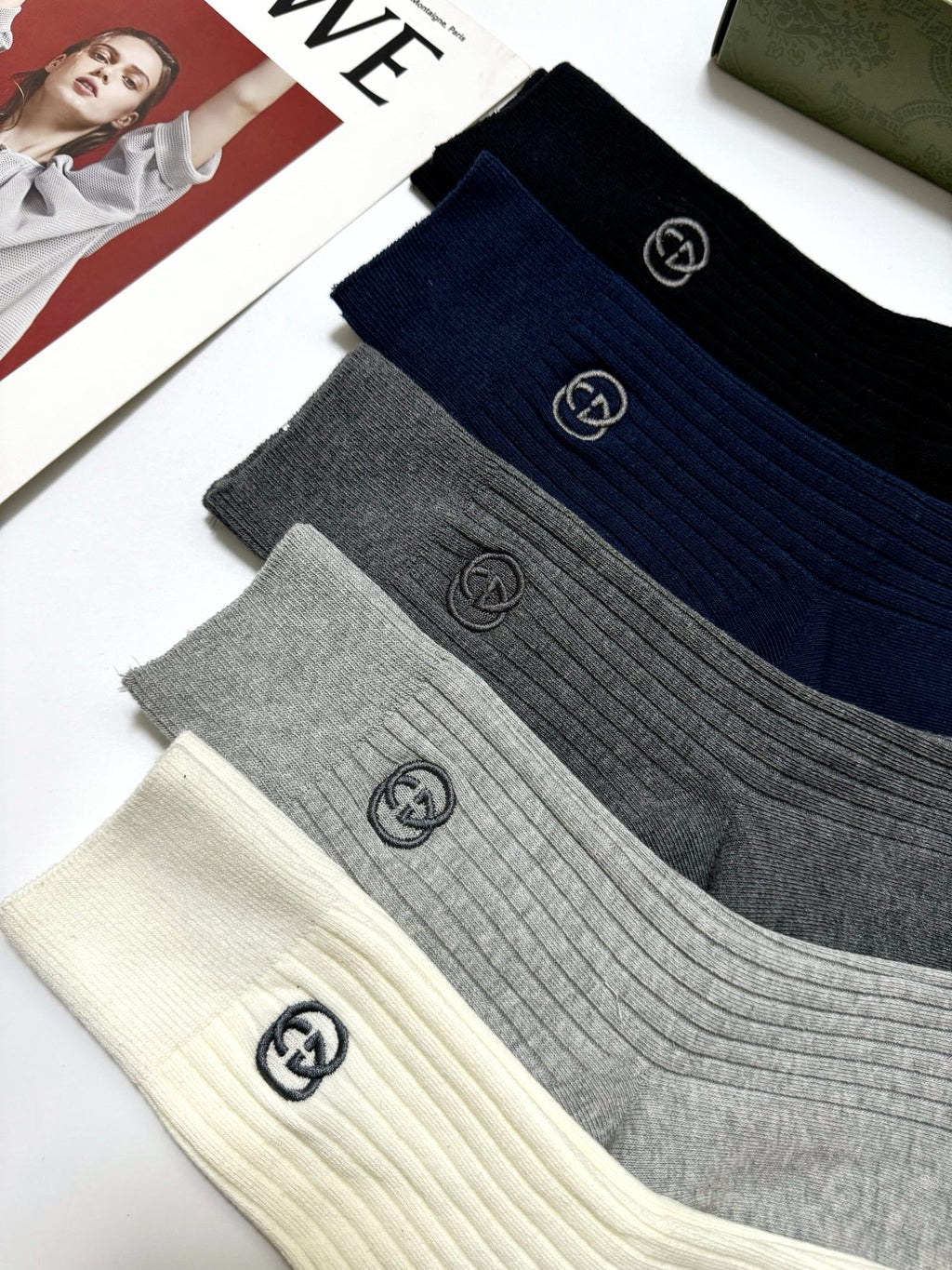 Gucci Cotton Crew Socks 5-Pack - Image 8