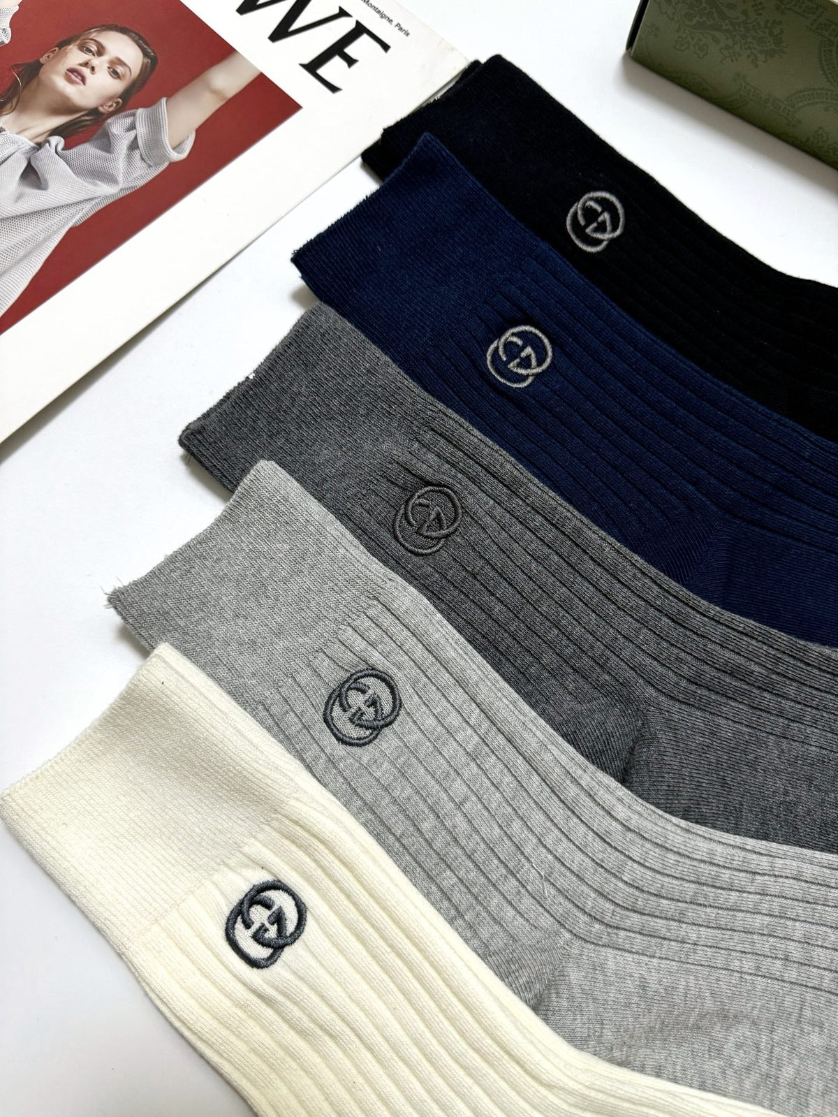 Gucci Cotton Crew Socks 5-Pack - Image 8