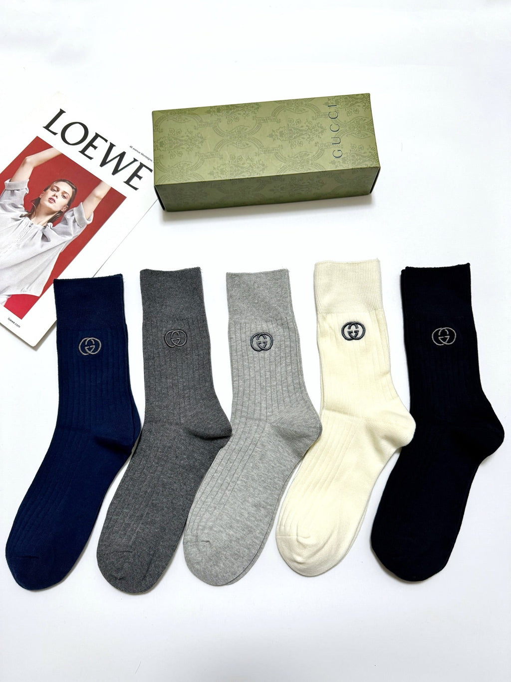 Gucci Cotton Crew Socks 5-Pack - Image 1