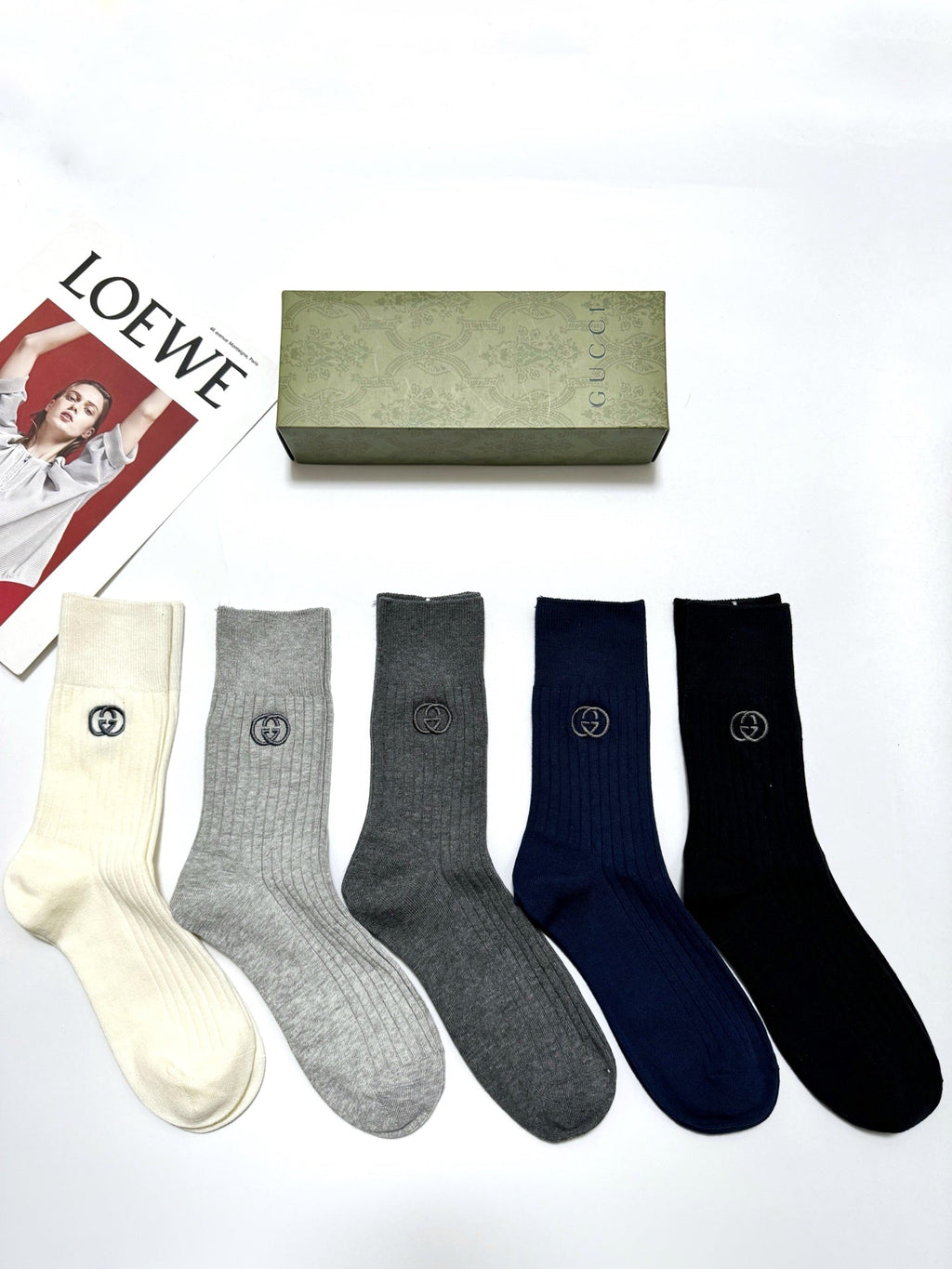 Gucci Cotton Crew Socks 5-Pack - Image 9