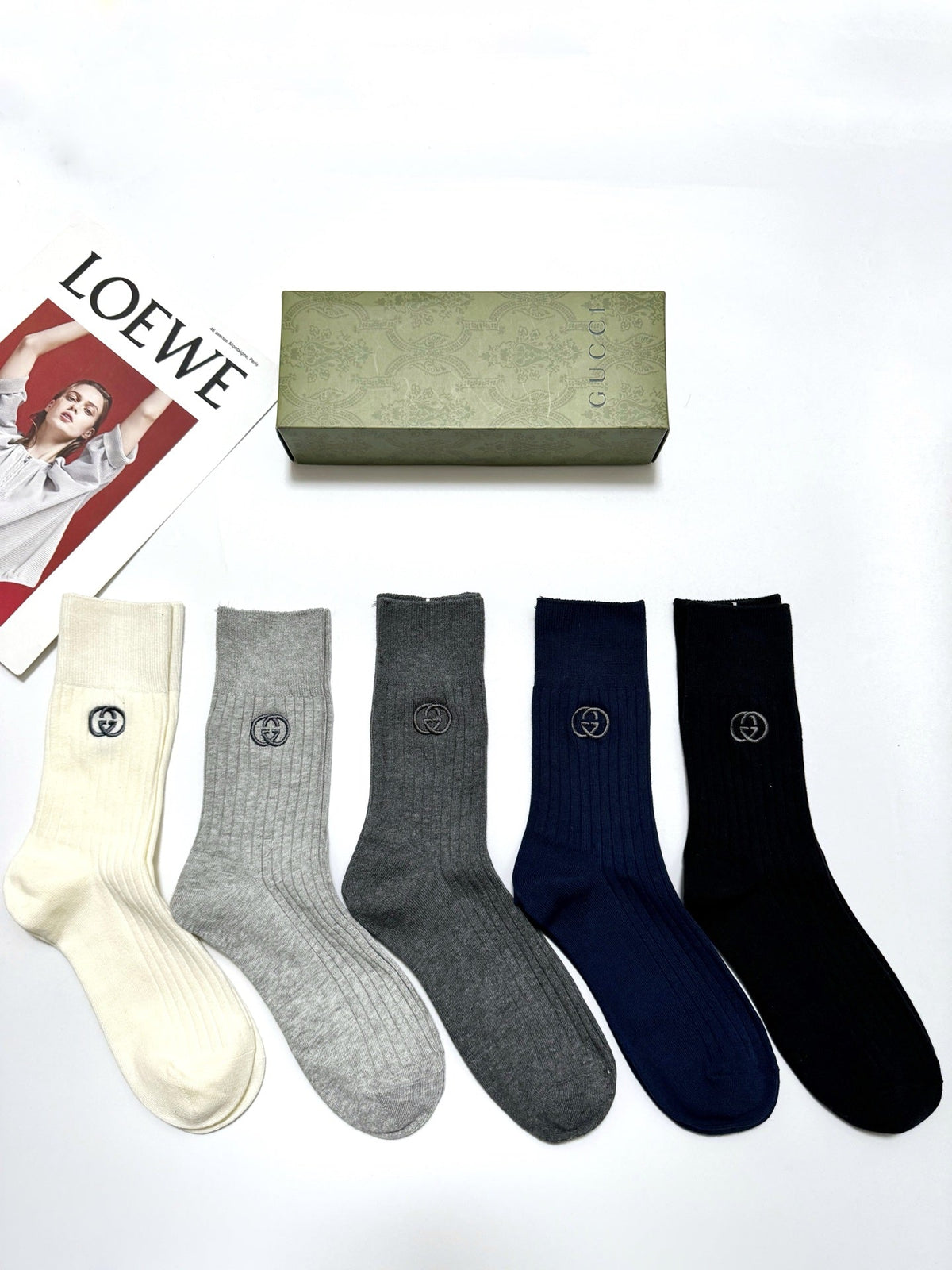 Gucci Cotton Crew Socks 5-Pack - Image 9