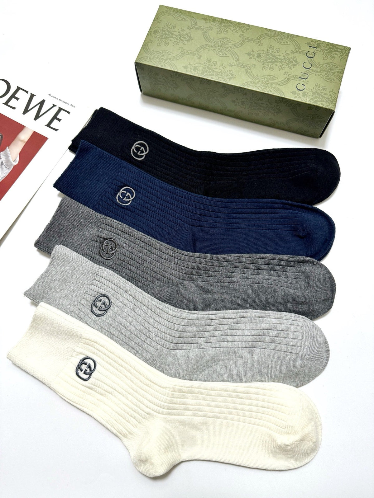 Gucci Cotton Crew Socks 5-Pack - Image 7