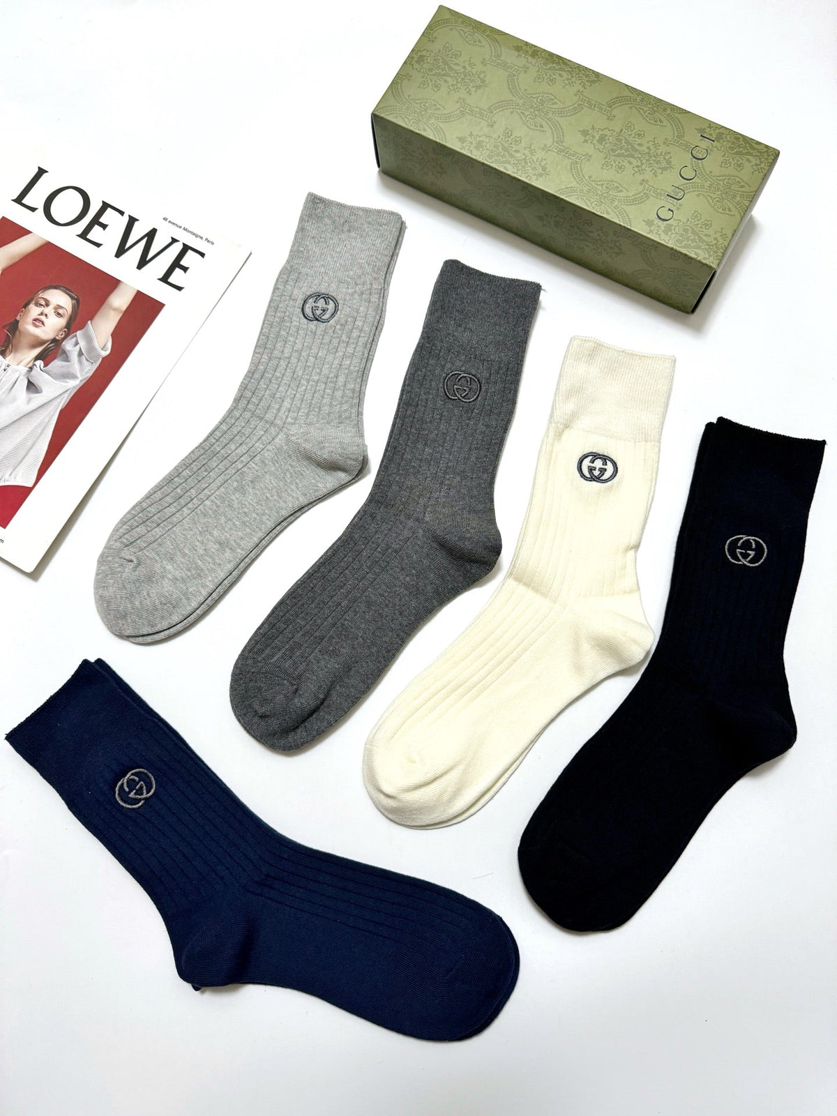 Gucci Cotton Crew Socks 5-Pack - Image 4