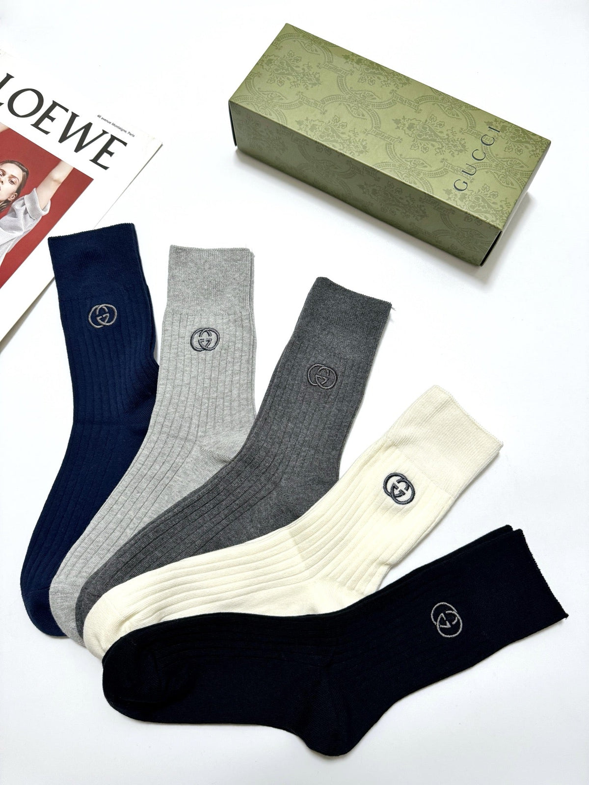 Gucci Cotton Crew Socks 5-Pack - Image 5
