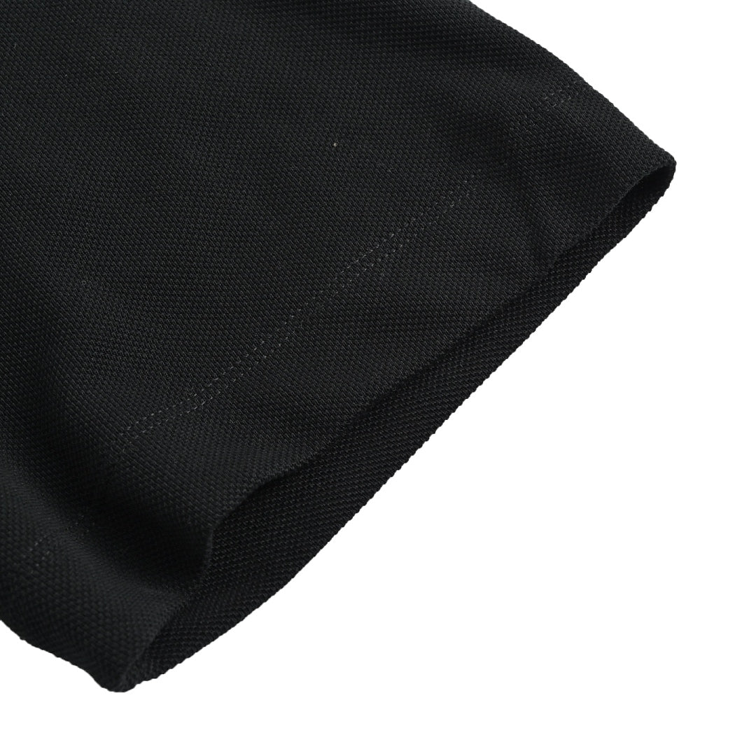 SAINT LAURENT Black Monogram Pocket Polo Shirt